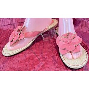 Womens B.O.C. BORN CONCEPT Pink Flower Floral Thong Comfort Sandals sz 9/40.5